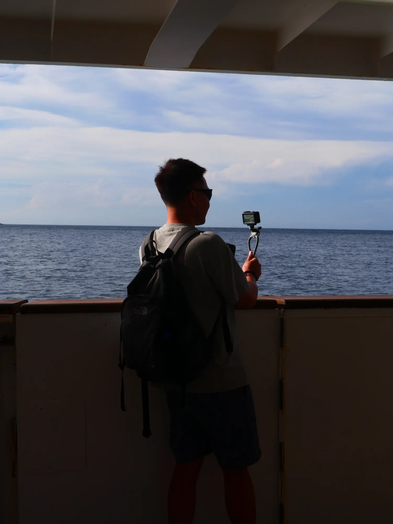 Bobby recording the view from a ferry